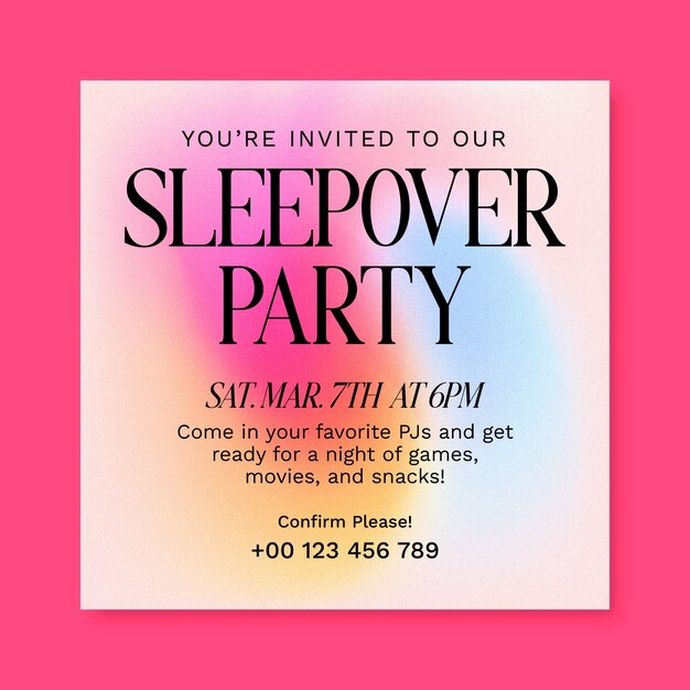 Diseño de plantillas de invitaciones para pasar la noche