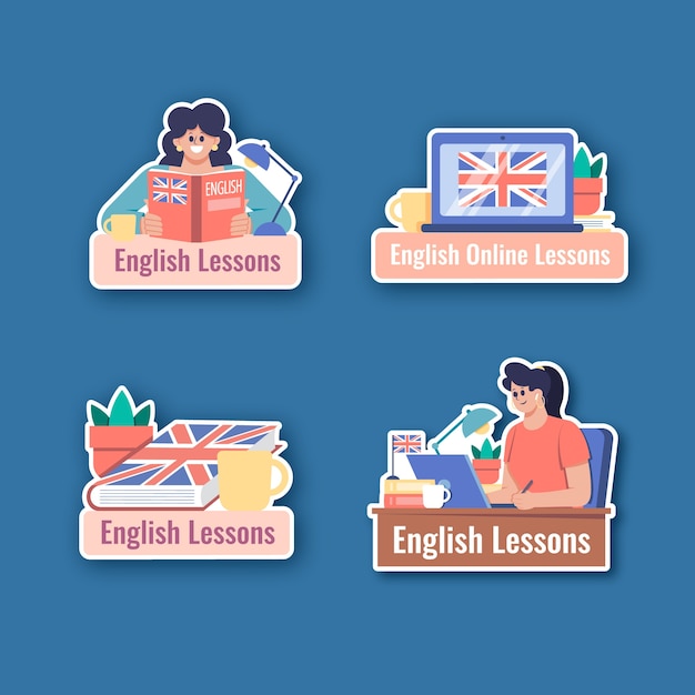 Vector gratuito diseño de plantillas de lecciones de inglés