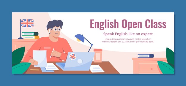 Vector gratuito diseño de plantillas de lecciones de inglés