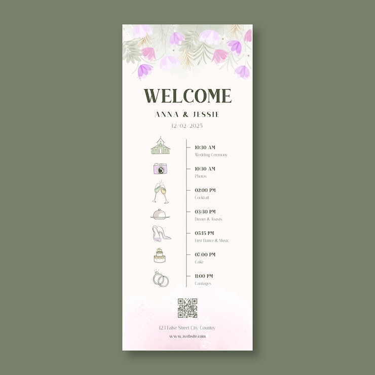 Vector gratuito diseño de plantillas de la línea de tiempo de la boda