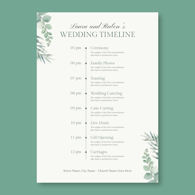 Diseño de plantillas de la línea de tiempo de la boda
