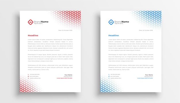 Diseño de plantillas de papel de carta de estilo semitono abstracto