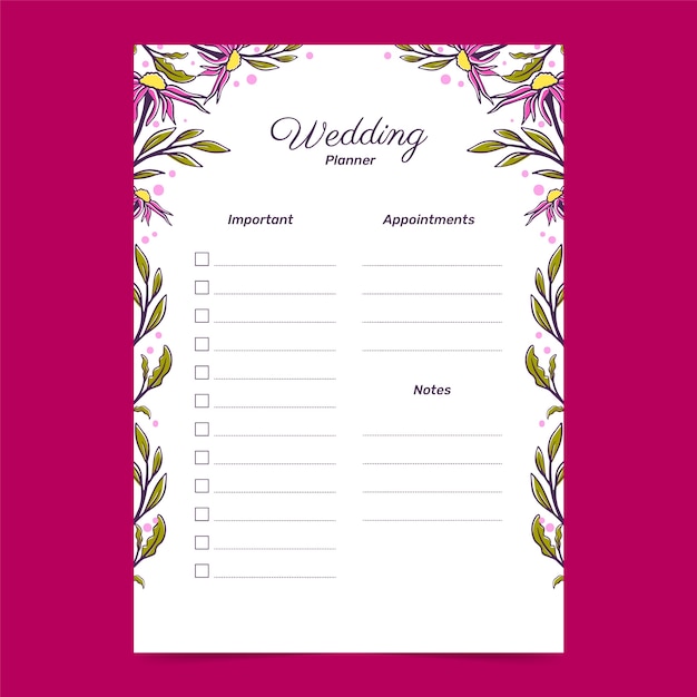 Diseño de plantillas para planificadores de bodas
