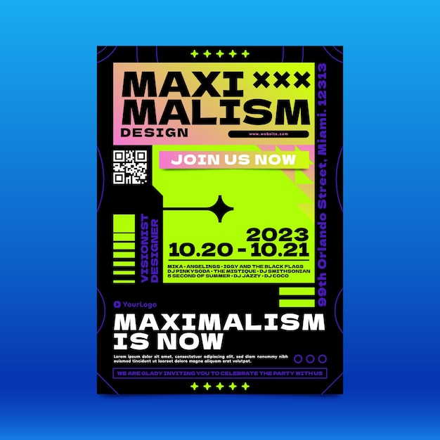 Diseño de plantillas de póster de maximalismo