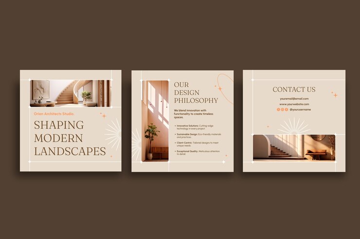 Vector gratuito diseño de plantillas de publicaciones de arquitectura de instagram