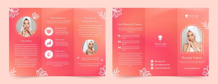 Vector gratuito diseño de plantillas de salones de belleza con gradiente.