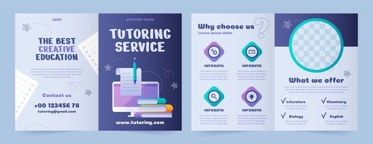 Vector gratuito diseño de plantillas de servicios de tutoría en gradiente