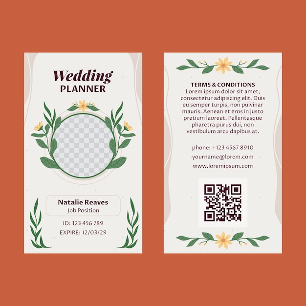 Diseño de plantillas de tarjetas de identificación de bodas