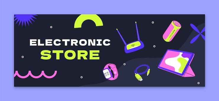Vector gratuito diseño de plantillas de tiendas de electrónica