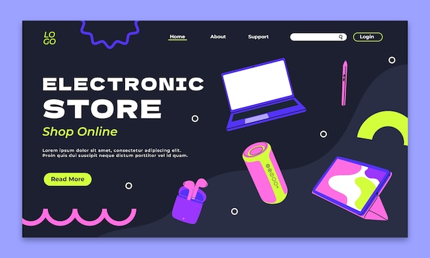 Vector gratuito diseño de plantillas de tiendas de electrónica