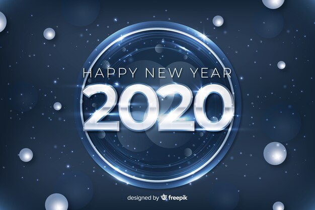 Diseño plateado para el evento de año nuevo 2020