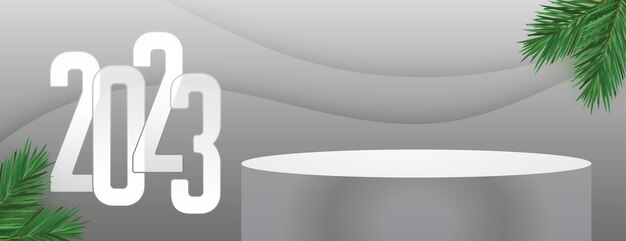 diseño de podio 3d para 2023 new eve banner