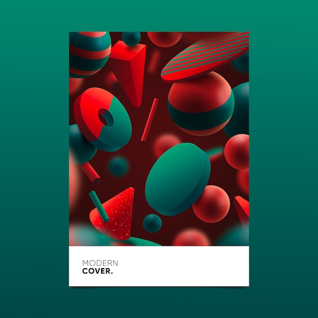 Diseño de portada de formas geométricas 3d