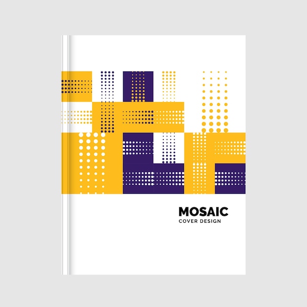 Vector gratuito diseño de portada de libro de mosaico geométrico colorido