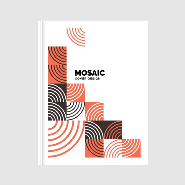 Diseño de portada de libro de mosaico geométrico colorido