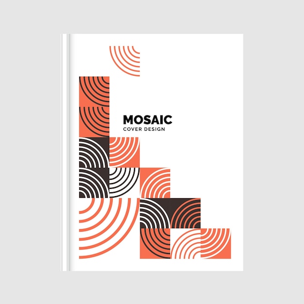 Diseño de portada de libro de mosaico geométrico colorido