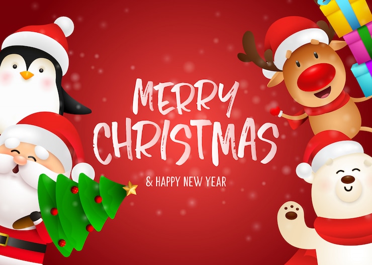 Vector gratuito diseño de postal de feliz navidad