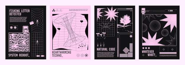 Diseño de póster o portada en estilo estético y2k.