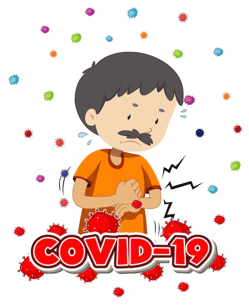 Vector gratuito diseño de póster para tema de coronavirus con hombre enfermo