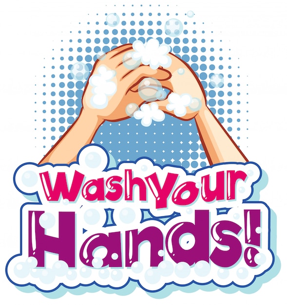 Vector gratuito diseño de póster para el tema del coronavirus con la palabra lavarse las manos