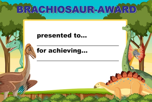 Diseño de premio Brachiosaur con muchos dinosaurios.