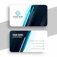 Vector gratuito diseño profesional de tarjeta de visita de líneas azules con estilo