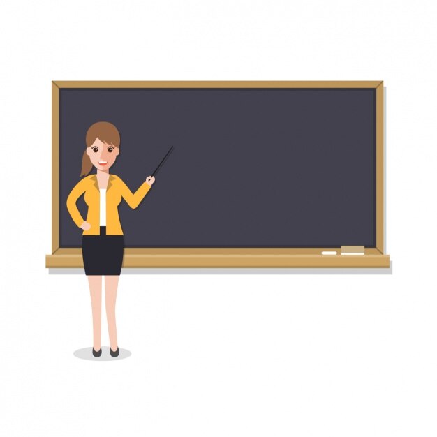 Diseño de profesora con una pizarra