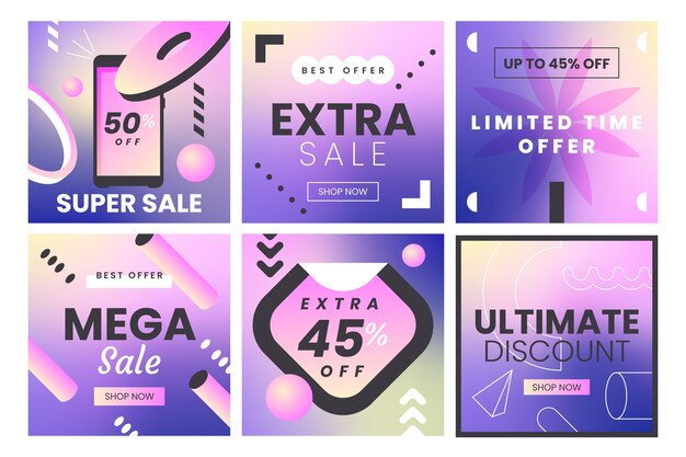 Diseño de publicaciones de instagram de venta de compras