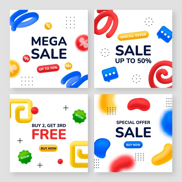 Diseño de publicaciones de instagram de venta de compras