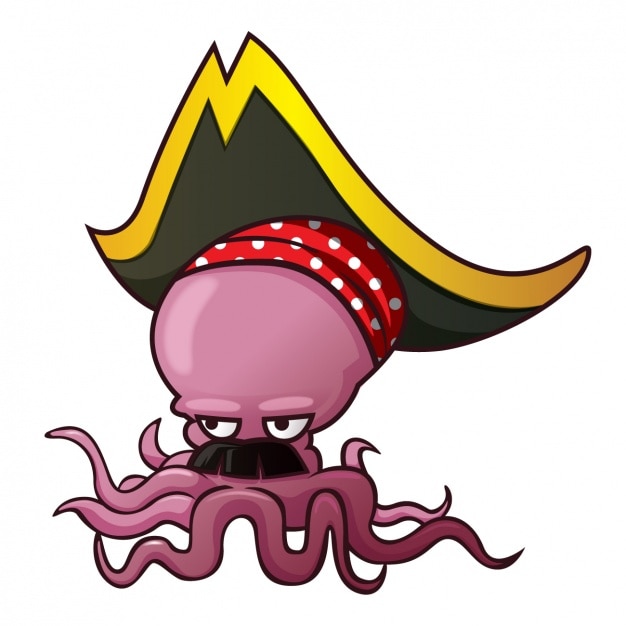 Vector gratuito diseño de pulpo pirata