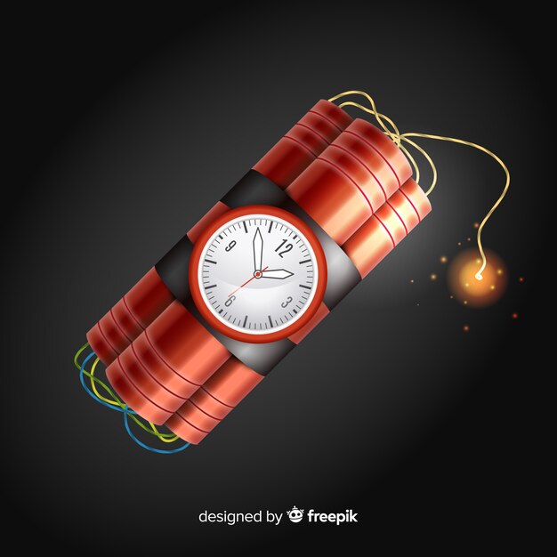 Diseño realista de bomba de tiempo rojo