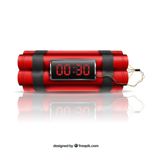 Diseño realista de bomba de tiempo rojo