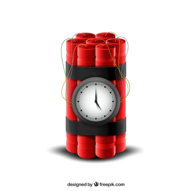 Vector gratuito diseño realista de bomba de tiempo rojo
