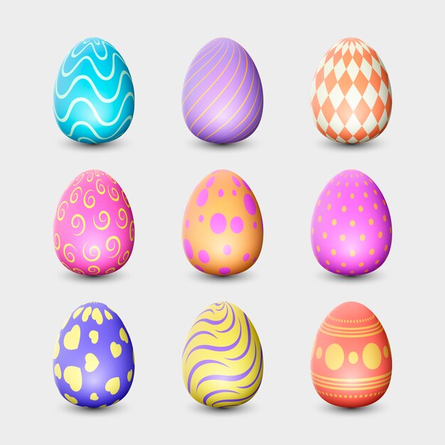 Diseño realista colección de huevos de pascua