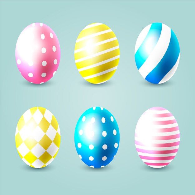 Diseño realista de colección de huevos de pascua