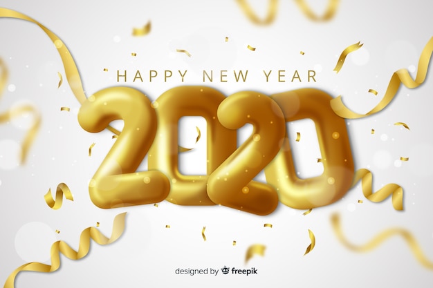 Vector gratuito diseño realista para el evento de año nuevo 2020.