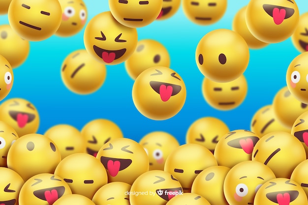 Vector gratuito diseño realista de fondo de emojis flotantes