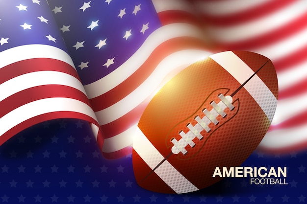 Diseño realista de fútbol americano con bandera
