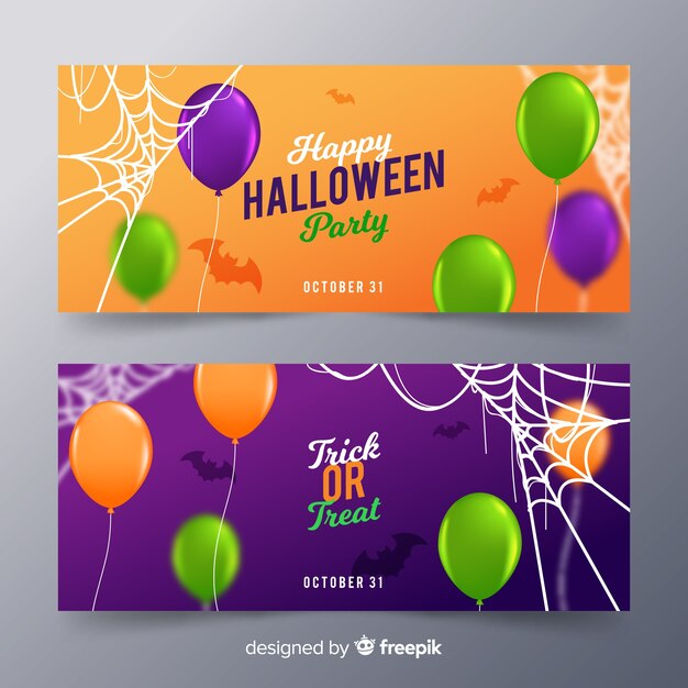 Diseño realista de plantilla de banner de Halloween