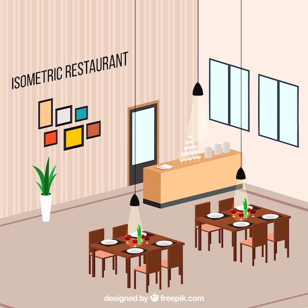 Diseño de restaurante isométrico