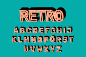 Vector gratuito diseño retro del alfabeto 3d