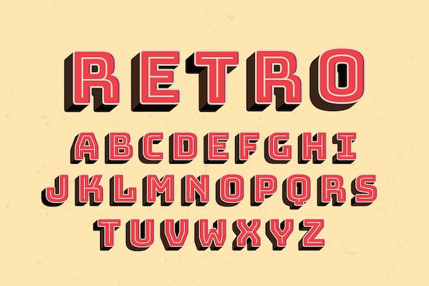 Vector gratuito diseño retro del alfabeto 3d