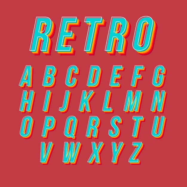 Diseño retro con alfabeto