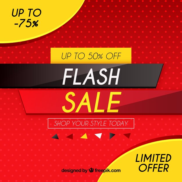 Diseño rojo de rebajas flash en estilo gradiente