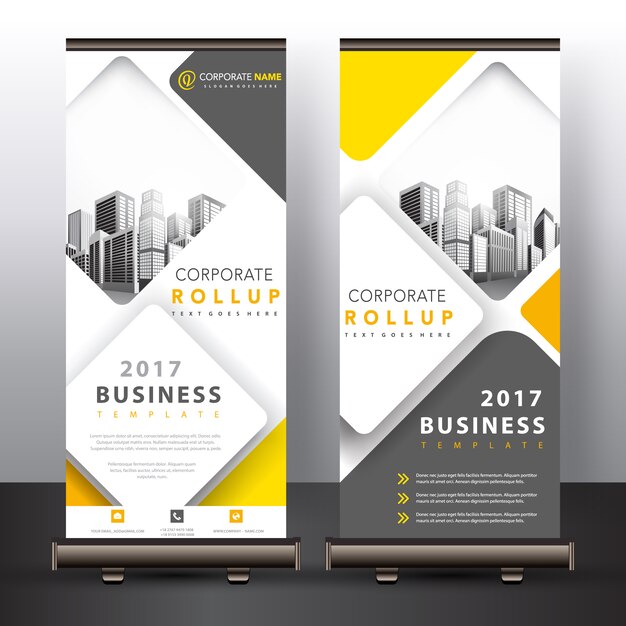 Diseño de roll up amarillo y gris