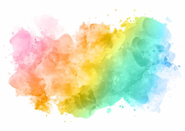 Diseño de salpicaduras de acuarela de colores arco iris pintado a mano