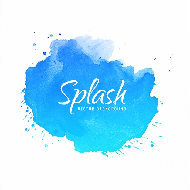 Diseño de salpicaduras de pintura de mano de fondo acuarela azul