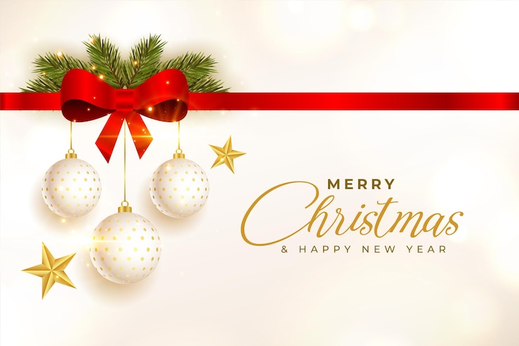 Vector gratuito diseño de saludo para festival navideño con cinta realista.