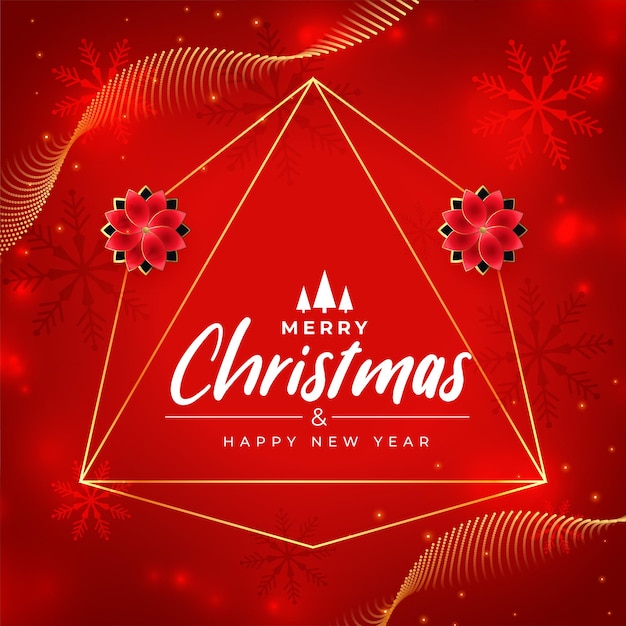 Diseño de saludo de Navidad realista brillante rojo