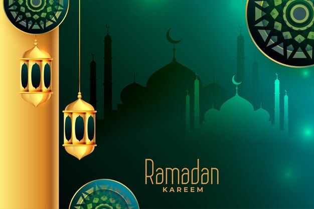 Diseño de saludos islámicos decorativos para el Ramadán Kareem